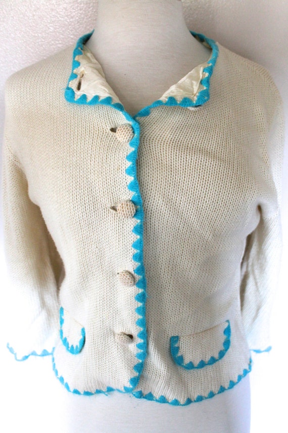 Vintage 1950s/60s Womens Ivory Susan Laurie Knit … - image 3