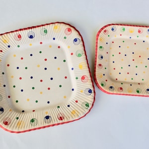 Vintage 1950s Polka Dot Birthday Party Paper Plate Lot of 3!