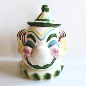 Vintage 1950&#39;s Clown Sierra Vista Pottery Ceramic Cookie Jar! Mid Century Kitchen!