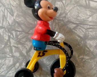 Vintage 1970's Disney Mickey Mouse Riding Bike Toy! Vintage Disneyana!