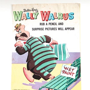 Vintage 1960&#39;s Walter Lantz Wally Walrus Image Transfer Coloring Book! Unusual and Rare!