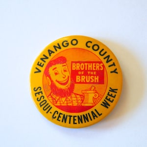 Vintage 1960&#39;s Advertising &quot;Brothers of The Brush&quot; Bearded Man Pin/Badge!