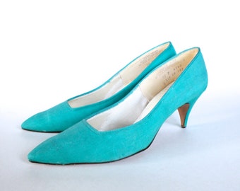 teal low heels