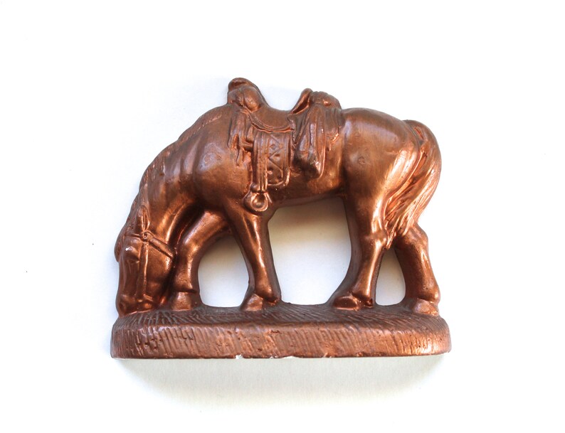 Vintage 1950's Copper Painted Horse Chalkware/Plaster Carnival Prize Statue | Vintage Old West Decor | Equestrian Style image 1