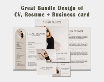 Modern Resume Template Pack – Editable CV, Matching Cover Letter & Business Card | Instant Digital Download