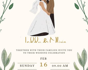 Wildflower Wedding Card | Customizable Newlywed Gift & Printable Greeting | Digital Download