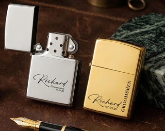 Aangepaste bruidsaansteker met etui, gegraveerd cadeau voorstel bruidsjonkers, monogramaansteker, cadeau voor mannen, jubileum, getuige verjaardagscadeaus
