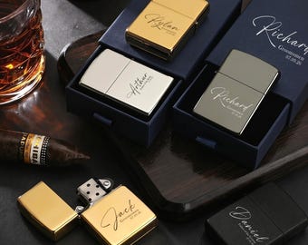 Encendedor personalizado para padrinos de boda, encendedor de boda grabado con estuche, regalo para hombres, regalo para novio, regalo de cumpleaños y aniversario.