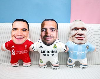 Custom Face Football Pillow for Soccer Fans, Personalized Team Inspired Cushion, Sports Gift,Valentine's Day gifts.