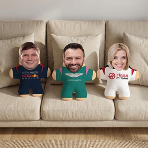 Personlig kudde för racingteam, kudde med namn och nummer, rolig fotogåva för F1-fans och racingälskare