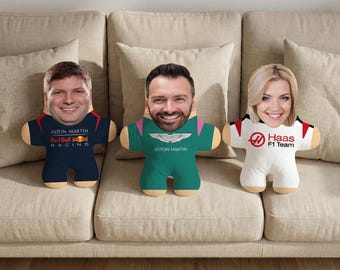 Coussin facial personnalisé pour équipe de course, coussin personnalisé pour numéro de nom, cadeau photo amusant personnalisé pour les fans de F1 et les amateurs de course