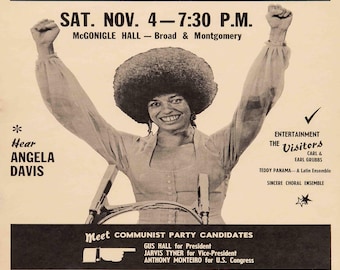 Angela Davis Civil Rights Poster – 1970s Revolutionary Black Power Activist