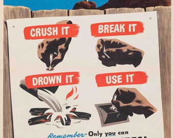 Vintage bosbehoudposter uit 1949 – klassieke milieubewuste print, retro natuurkunstwerk voor verzamelaars