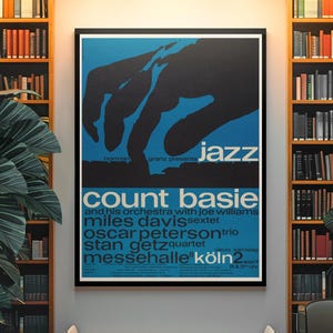Vintage Jazz 1960 Concert Poster Cologne Germany featuring Jazz Greats 24x36 FRAMED
