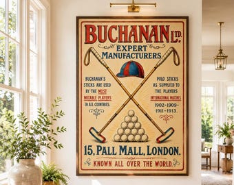 Antique Polo Equipment Poster, Vintage Horse Sport Print, Clubhouse Wall Art