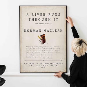 A River Runs Through It Print – Norman Maclean Cover Art, Vintage Literature Poster, Classic American Novel Artwork 16x20 FRAMED