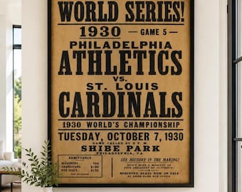 1930 World Series Game 5 Athletics vs Cardinals Poster Vintage Baseball
