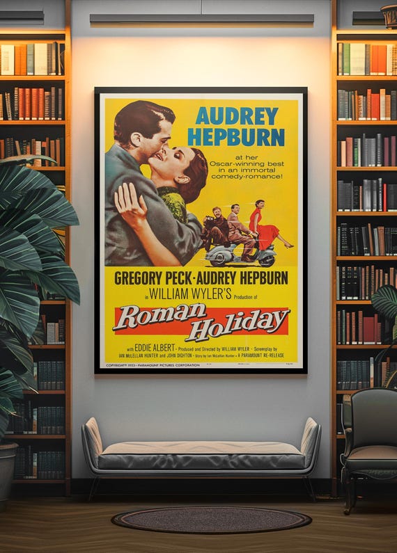 Poster Publicitaire Vintage Vacances Romaines - Affiche Cinéma Italienne