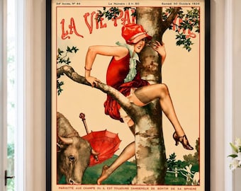 Pôster vintage de moda francesa – Capa da revista Paris Life 1926 com estampa da modelo melindrosa.