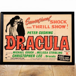 Christopher Lee and Peter Cushing Dracula 1958 Classic Vintage Horror Movie Poster 24x36 FRAMED