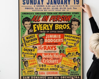 クラシックな1950年代のロックンロールコンサートポスター - レトロ