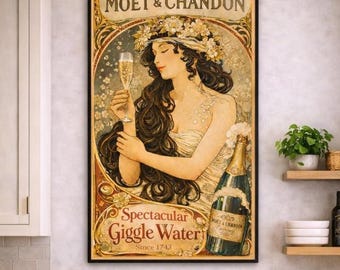 Jugendstil französisches Champagner-Werbeplakat - Vintage Weinkunst