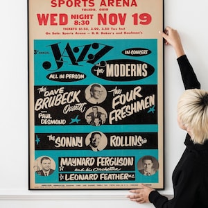 1950s Jazz Concert Poster featuring Dave Brubeck and Sonny Rollins PRINTABLE DOWNLOAD