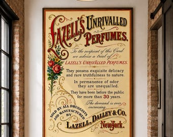 Vintage Perfume Advertising Poster – Antique Floral Wall Art Print