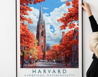 Harvard University Cambridge MA Poster – Vintage Style Travel Print PRINTABLE DOWNLOAD