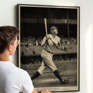 Pôster de Babe Ruth de 1934 – Impressão vintage de beisebol do Yankee Stadium imagem 2