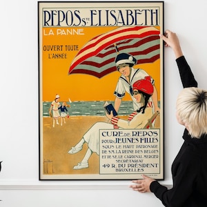 Vintage Belgian Travel Poster – 1920s Art Deco France Wall Print