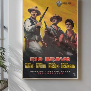 Classic 1959 Western Poster – Rio Bravo Movie Print with John Wayne and Dean Martin