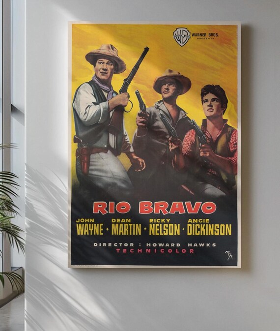 1959年のクラシック西部劇ポスター - ジョン・ウェインとディーン 
