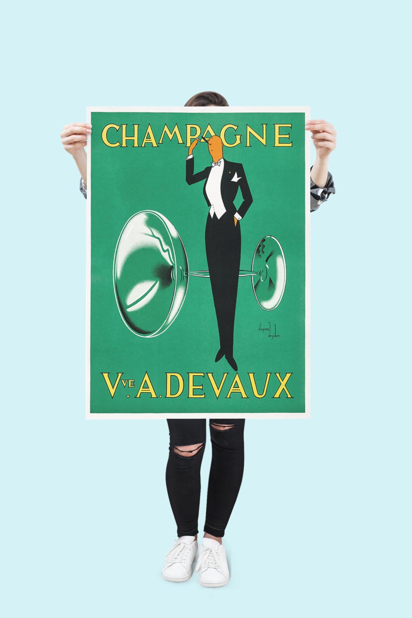 1930 年代のフランスのシャンパン ポスター – ヴィンテージ ヴーヴ A