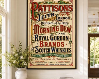 Vintage Whisky Advertising Poster – Antique Distillery Wall Art