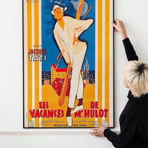 Mr. Hulot&#39;s Holiday 1953 Poster Jacques Tati Vintage French Cinema Print