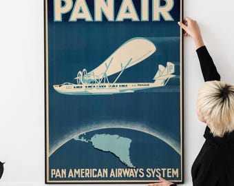 パネア 1930年代 ヴィンテージ航空旅行ポスター パンアメリカン航空