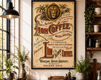 Póster publicitario de café vintage – Decoración de pared de café antiguo para cocina (DESCARGA IMPRIMIBLE)