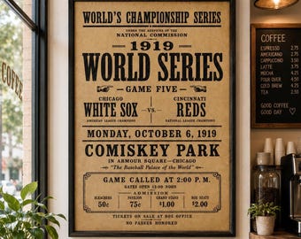 1919 World Series Game 5 Poster – Vintage Baseball Championship Print