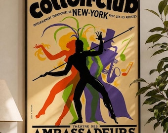 Vintage Jazz Club Poster, Art Deco Music Wall Art, Retro Cabaret Decor