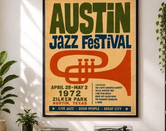 Austin Jazz Festival 1972 Zilker Park Poster (Printable Download)