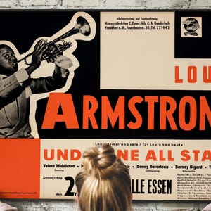 Louis Armstark 1950er Jahre Vintage Jazz Konzert Retro Musik Poster Sammler, Jazz Kunst DRUCKBARE DOWNLOAD