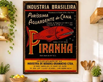 Vintage Brazilian Cachaça Poster – Retro Liquor Wall Art Print