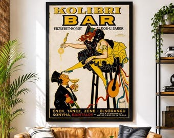 Vintage Café Poster Print – Historic European Nightlife Wall Art