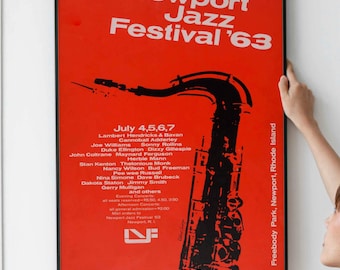 Jazz Festival 1963 Vintage Coltrane Concert Poster Printable Download