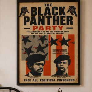 Pôster vintage do Partido dos Panteras Negras dos anos 1960 – Impressão política de Bobby Seale e Huey Newton