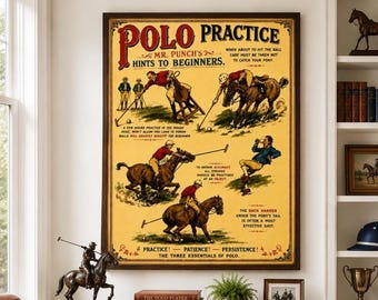 Vintage Polo Training Poster – Classic Equestrian Coaching Advertisement PRINTABLE DOWNLOAD