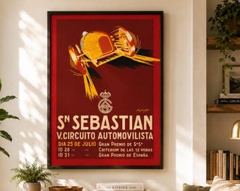 Vintage Spanish Grand Prix Poster Print – Retro Motor Racing Wall Art
