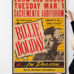 Billie Holiday 1949 Concert Poster Vintage Jazz Music Wall Print