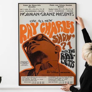 Póster clásico de Ray Charles Motown: arte musical retro de soul y funk, soul, jazz y blues.